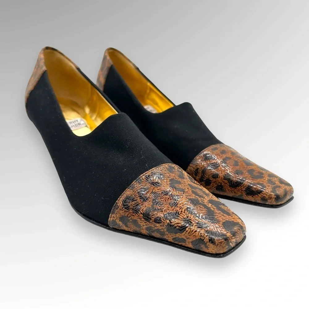 Timothy Hitsman Fabulous Black/ Brown Animal Print  Pumps Sz 6 M